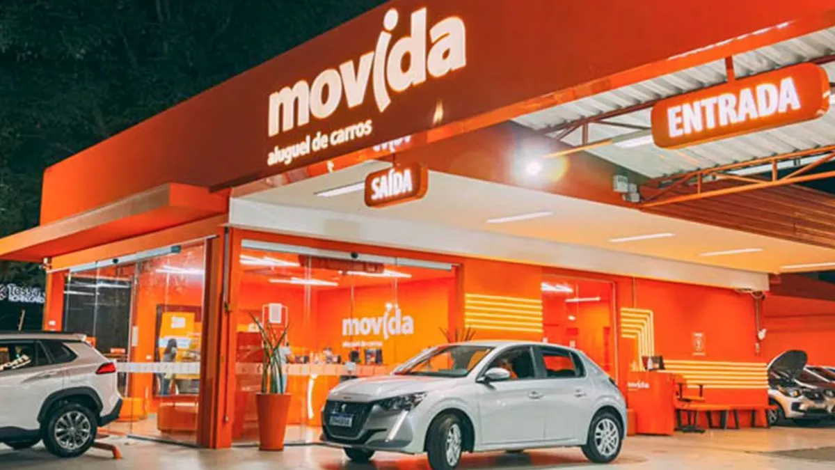 Fachada de uma loja da Movida, representando a empresa e a ação MOVI3.