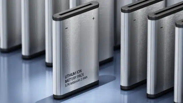 Baterias de lítio lado a lado, em criação por IA