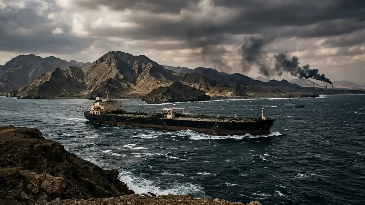 Petroleiro andando no Estreito de Ormuz