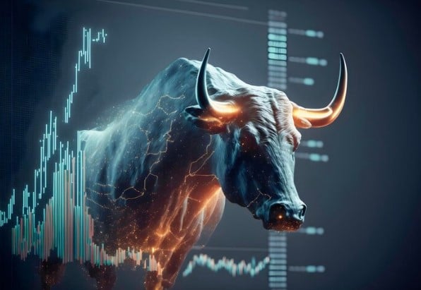 Ibovespa a 160 mil pontos: ilustração de touro atravessando gráfico de ações