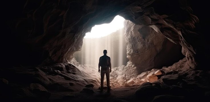 Foto de homem saindo da caverna: Renda Variável no exterior