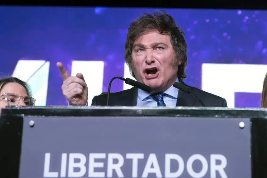 Javier Milei fala em evento na Argentina