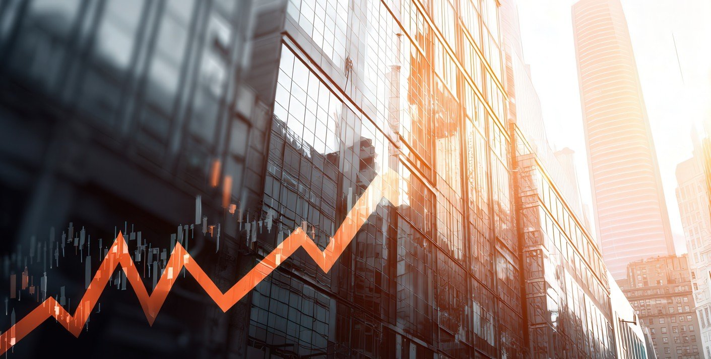 dividendos sintéticos de FIIs: imagem de prédios e gráfico