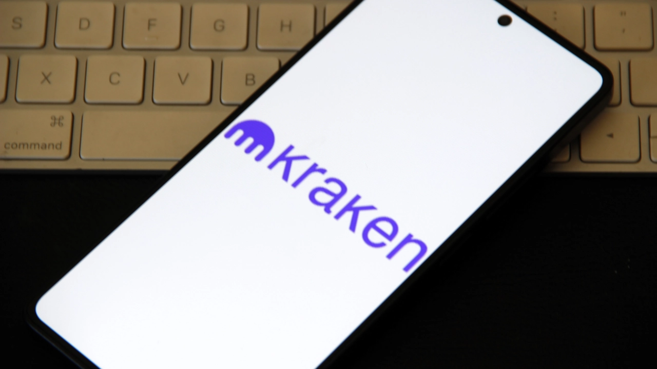 Logo da Kraken em tela de celular